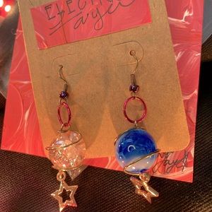 Galaxy Star blue & pink Earrings